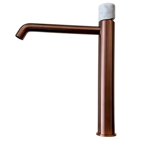 ROUND CUSTOM, Змішувач для умивальника h306 мм, brushed copper+carrara marble (700034583 cm)