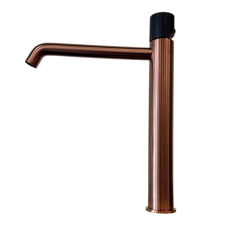 ROUND CUSTOM, Змішувач для умивальника h306 мм, brushed copper+marquina stone (700034583 ms)