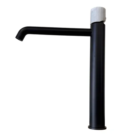 ROUND CUSTOM, Змішувач для умивальника h306 мм, matt black+carrara marble (700034581 cm)