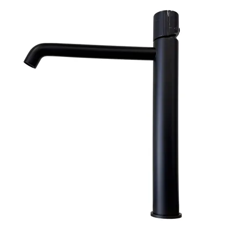 ROUND CUSTOM, Змішувач для умивальника h306 мм, matt black+marquina stone (700034581 ms)