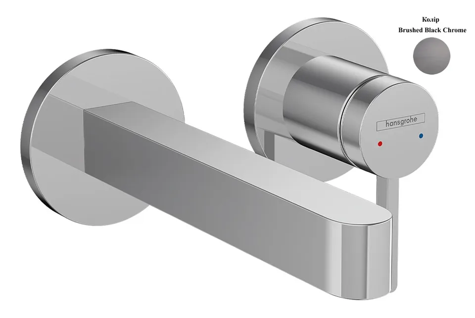 Змішувач Finoris 165 для умивальника зі стіни, Brushed Black Chrome (76051340)