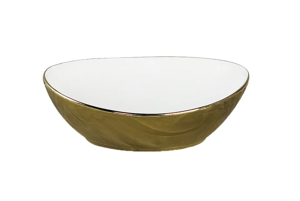 MIEL Умивальник накладний без отвору під змішувач 37x29,5x12, white/gold