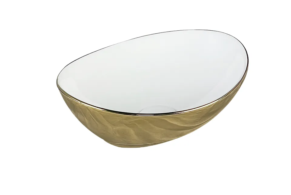 MIEL Умивальник накладний без отвору під змішувач 37x29,5x12, white/gold — фото 3