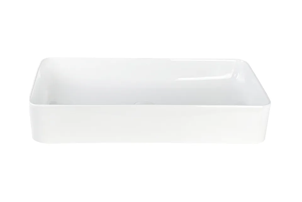 PERAS Умивальник накладний без отвору під змішувач 61x36x11, glossy white