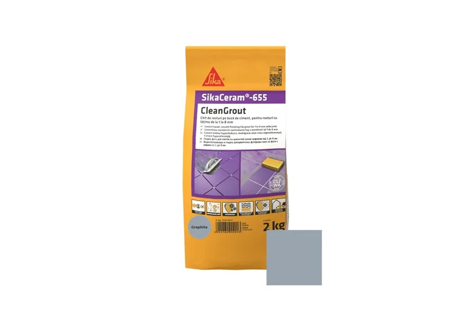 Затирка для плитки 1-8мм SikaCeram-655 CleanGrout graphite/10x2KG