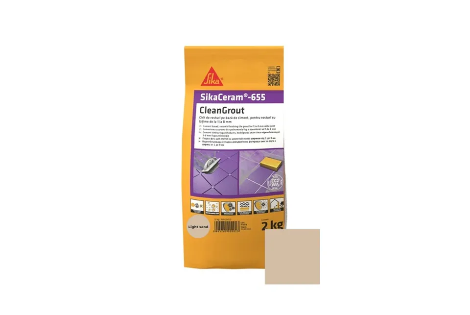 Затирка для плитки 1-8мм SikaCeram-655 CleanGrout light sand/10x2KG