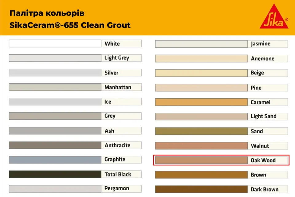 Затирка для плитки 1-8мм SikaCeram-655 CleanGrout oak wood/10x2KG — фото 2