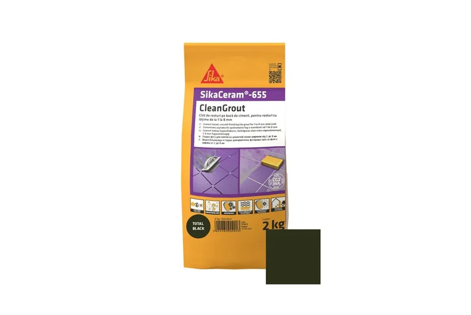 Затирка для плитки 1-8мм SikaCeram-655 CleanGrout total black/10x2KG