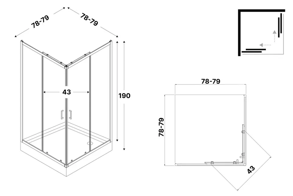 Душова кабіна квадратна SUVIA 2D 80x80х190 скло clear ACTIVE SHIELD 5мм — фото 3
