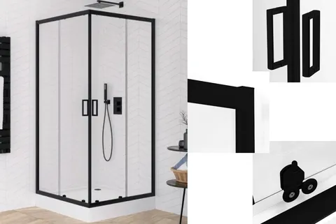 Душова кабіна квадратна SUVIA BLACK 2D 80x80х190 скло clear ACTIVE SHIELD 5мм