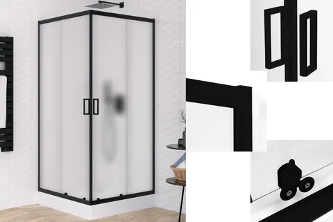 Душова кабіна квадратна SUVIA BLACK 2D 80x80х190 скло satin ACTIVE SHIELD 5мм