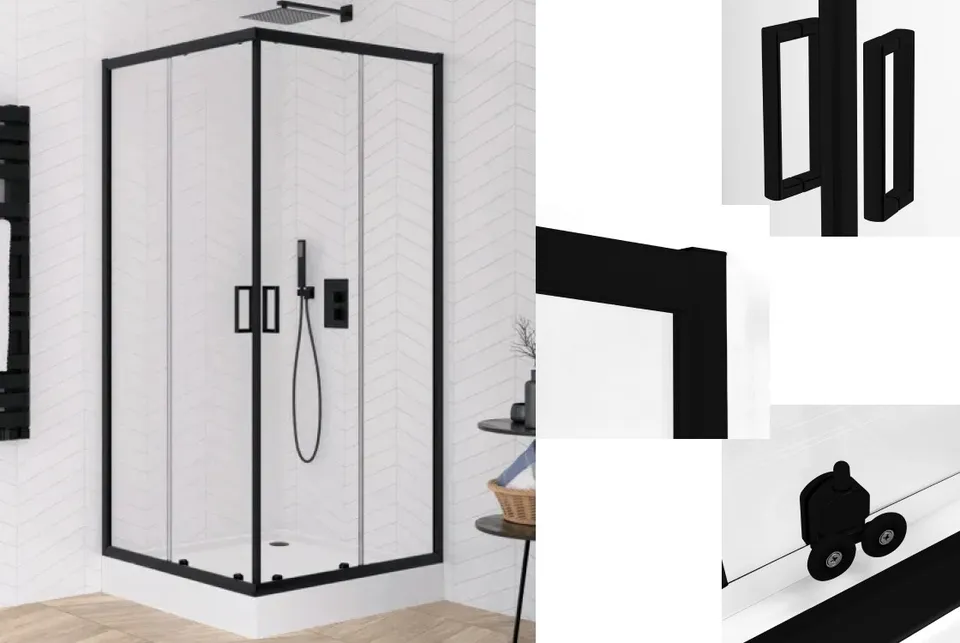 Душова кабіна квадратна SUVIA BLACK 2D 90x90х190 скло clear ACTIVE SHIELD 5мм