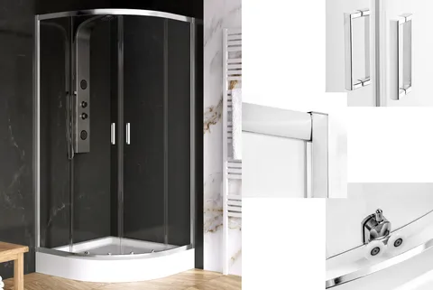 Душова кабіна півкругла SUVIA 2D R55 80x80х190 скло clear ACTIVE SHIELD 5мм