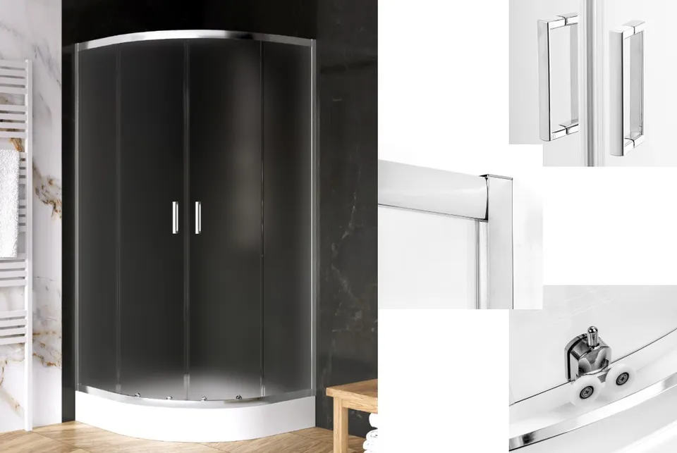 Душова кабіна півкругла SUVIA 2D R55 80x80х190 скло satin ACTIVE SHIELD 5мм