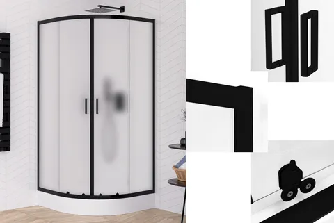 Душова кабіна півкругла SUVIA BLACK 2D R55 90x90х190 скло satin ACTIVE SHIELD 5мм