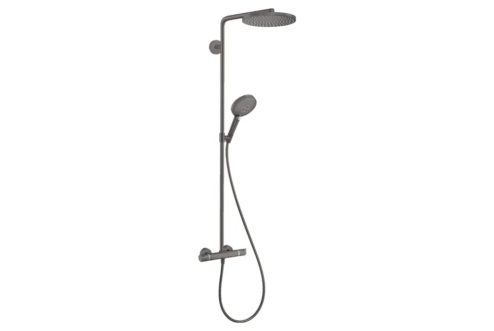 Душова система Raindance S 240 EcoSmart+ PowderRain 1jet з термостатом, Brushed Black Chrome (28825340)