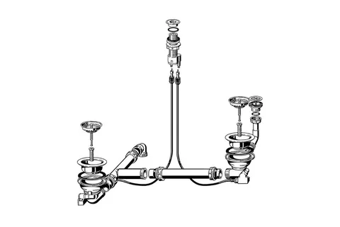 Сифон з переливом POP-UP для керамічної мийки на дві чаші Double-Bowl Sink (82321000)