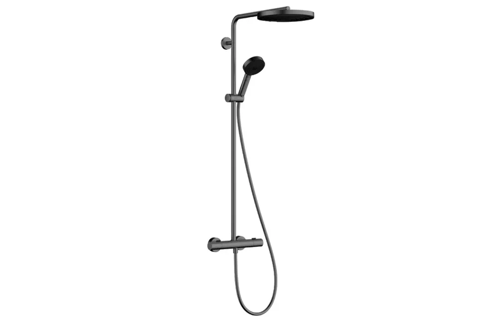 Душова система Pulsify S Puro Showerpipe 260 1jet EcoSmart з Ecostat Fine лійка 3jet, Brushed Black Chrome (24237340)