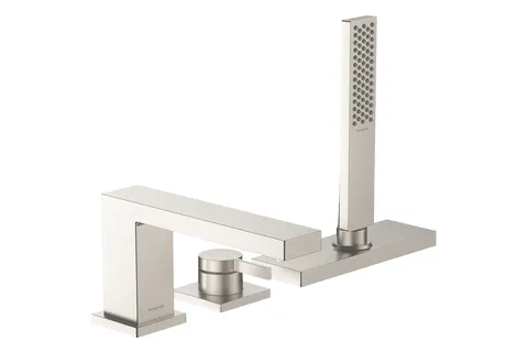 Змішувач Tecturis E врізний на край ванни 3 отв з sBox, Stainless Steel Optic (73443800)