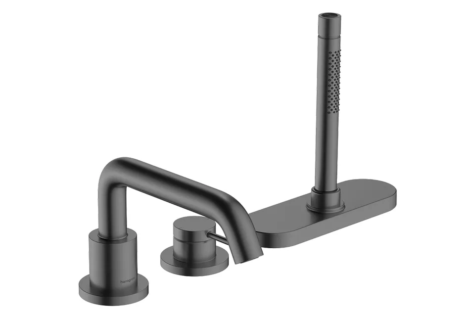 Змішувач Tecturis S врізний на край ванни 3 отв з sBox, Brushed Black Chrome (73447340)