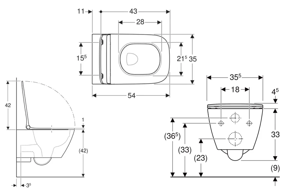 Унітаз підвісний SMYLE SQUARE RIMFREE + сидіння дюропластове Sandwich (500.685.01.1) — фото 2
